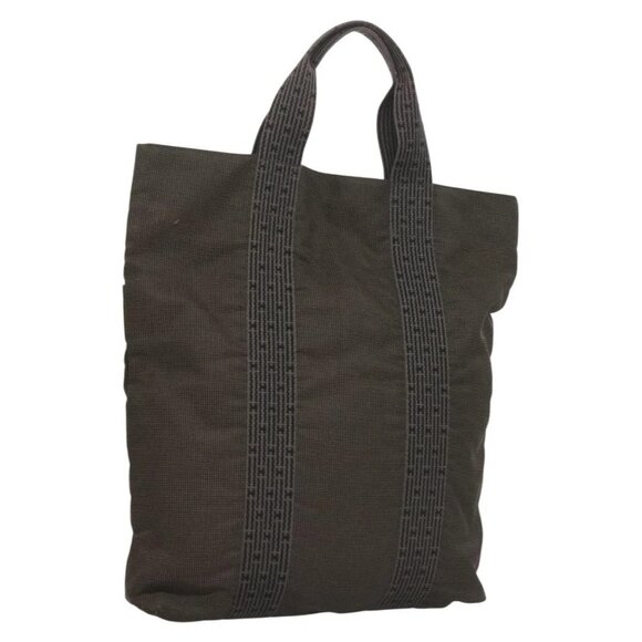 HERMES Her Line Kabas Tote Bag Canvas Gray Silver Auth BA3817 - Picture 1 of 16